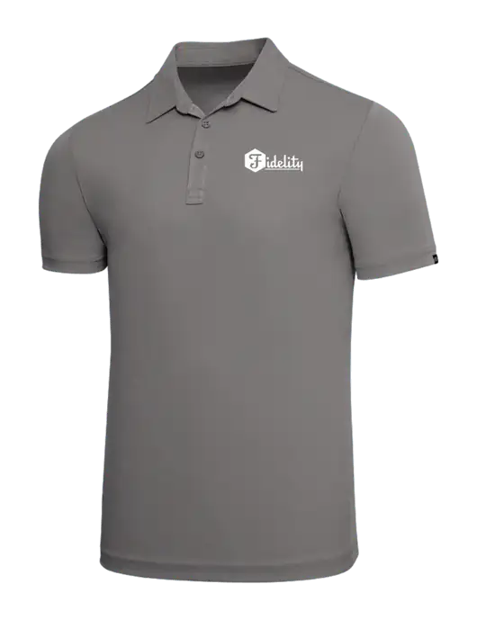 TravisMathew Grey Solid Oceanside Polo w/Fidelity Bank Logo
