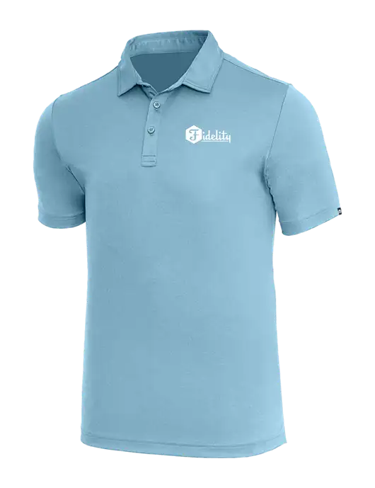 TravisMathew Light Sapphire Heather Coto Performance Polo w/Fidelity Bank Logo