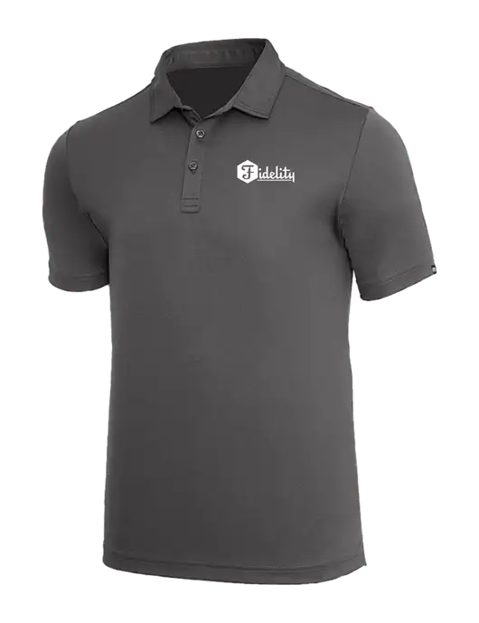 TravisMathew Med Dark Grey Coto Performance Polo w/Fidelity Bank Logo