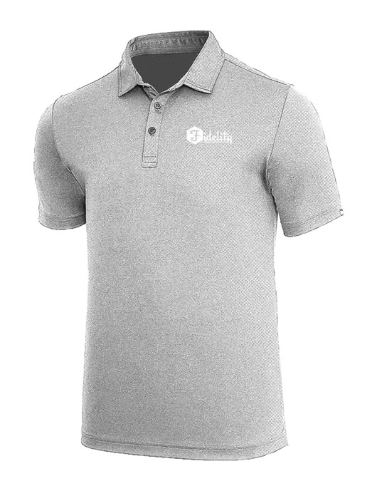 TravisMathew Medium Grey Heather Coto Performance Polo w/Fidelity Bank Logo
