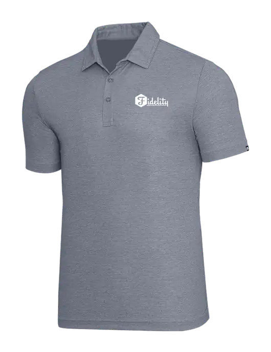TravisMathew Navy Heather Oceanside Polo w/Fidelity Bank Logo