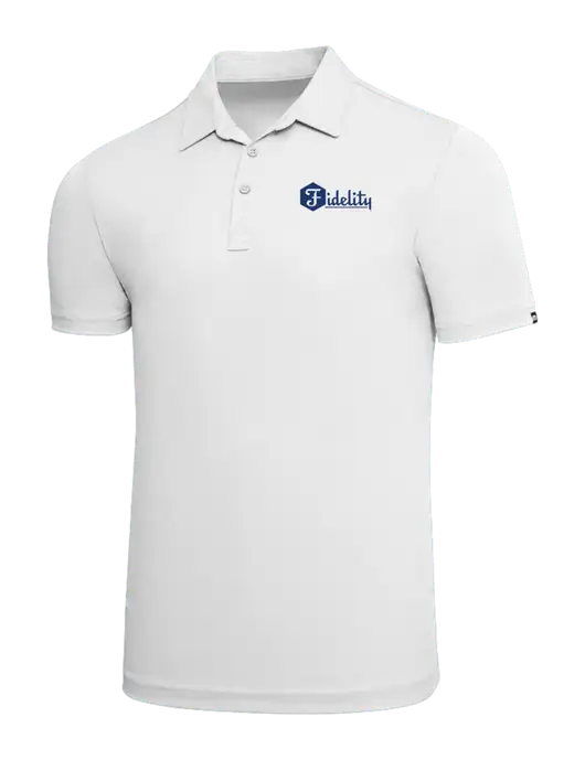 TravisMathew White Solid Oceanside Polo w/Fidelity Bank Logo
