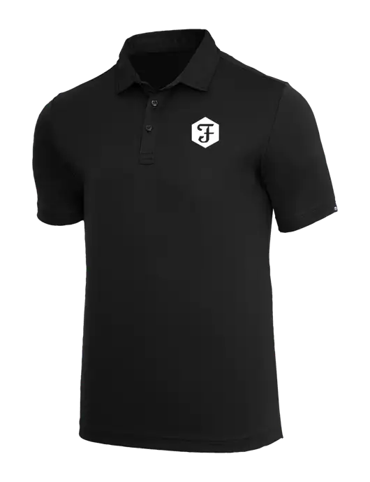 TravisMathew Black Coto Performance Polo w/Fidelity Bank Logo
