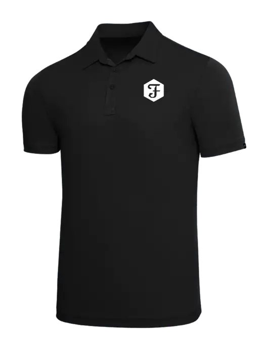 TravisMathew Black Solid Oceanside Polo w/Fidelity Bank Logo