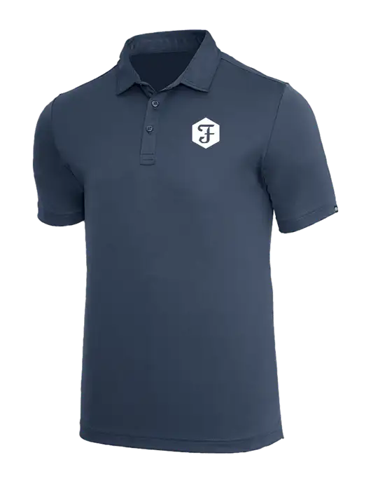 TravisMathew Dark Slate Blue Coto Performance Polo w/Fidelity Bank Logo
