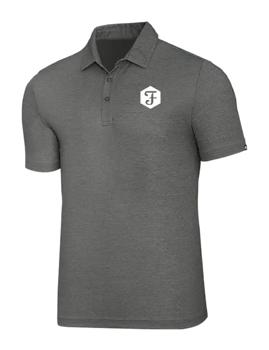 TravisMathew Grey Heather Oceanside Polo w/Fidelity Bank Logo