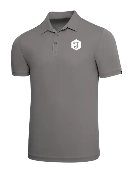 TravisMathew Grey Solid Oceanside Polo w/Fidelity Bank Logo