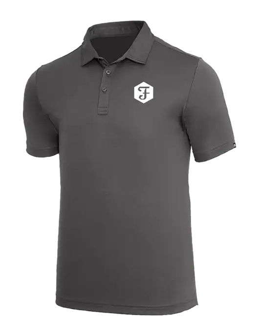 TravisMathew Med Dark Grey Coto Performance Polo w/Fidelity Bank Logo