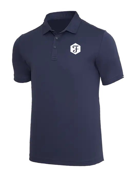 TravisMathew Navy Coto Performance Polo w/Fidelity Bank Logo