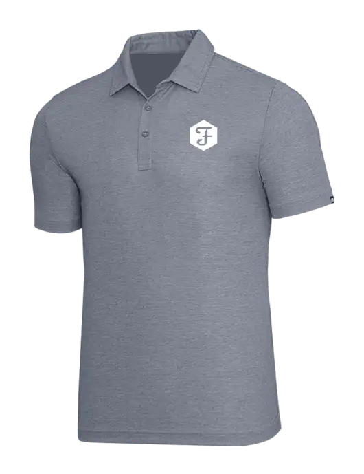 TravisMathew Navy Heather Oceanside Polo w/Fidelity Bank Logo