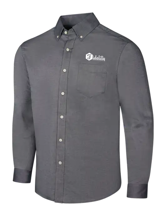 Dark Grey SuperPro Oxford Shirt w/Fidelity Bank Logo