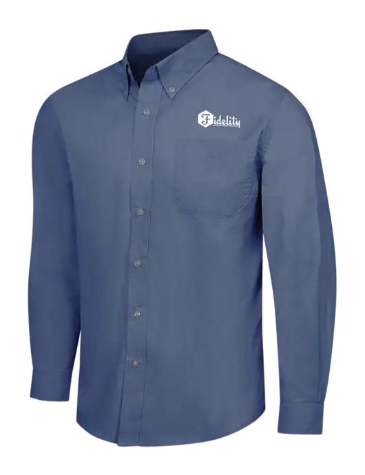 Light Navy Crosshatch Easy Care Shirt w/Fidelity Bank Logo