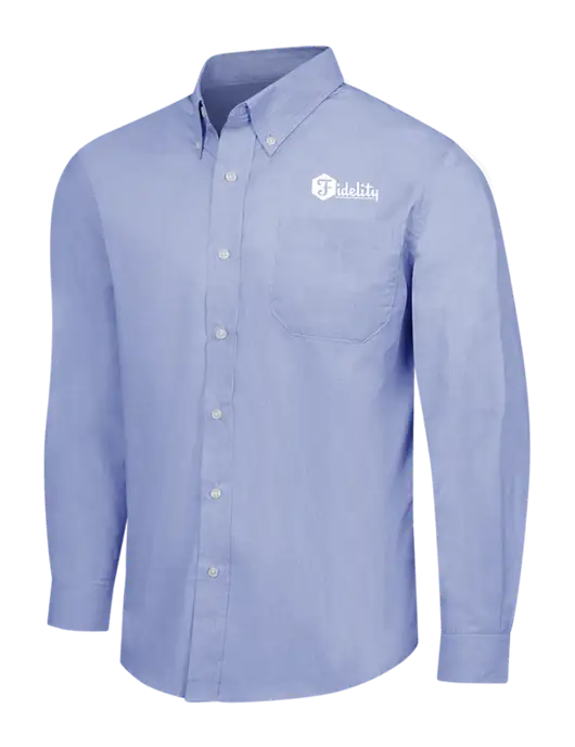 Light Slate Blue Crosshatch Easy Care Shirt w/Fidelity Bank Logo