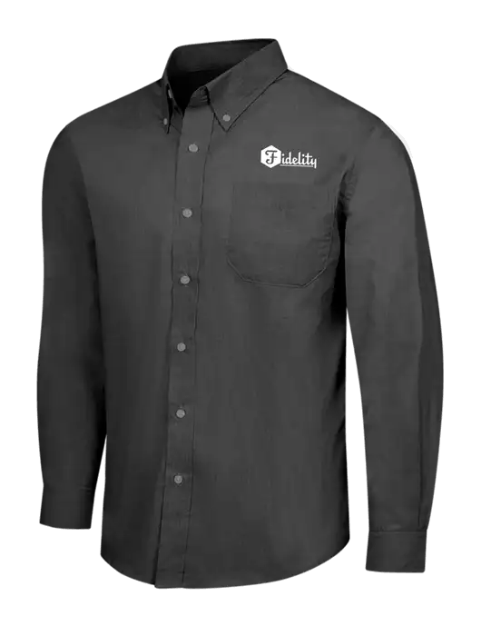 Soft Black Crosshatch Easy Care Shirt w/Fidelity Bank Logo