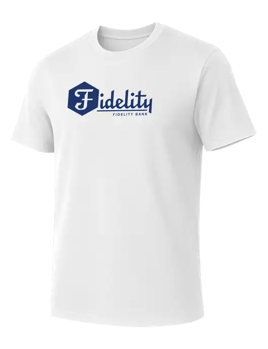 Allmade Bright White Organic Cotton Tee w/Fidelity Bank Logo
