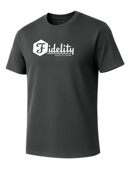 Allmade Charcoal Grey Organic Cotton Tee w/Fidelity Bank Logo