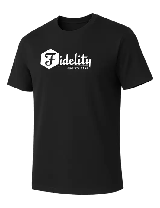 Allmade Deep Black Organic Cotton Tee w/Fidelity Bank Logo
