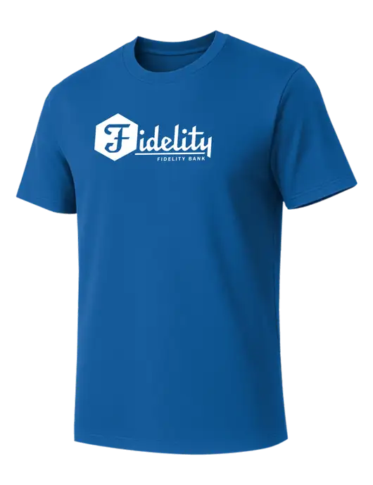 Allmade Royal Blue Organic Cotton Tee w/Fidelity Bank Logo