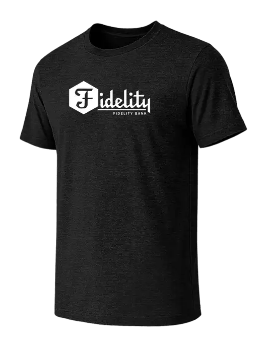BELLA+CANVAS Black Heather CVC Short Sleeve Tee w/Fidelity Bank Logo