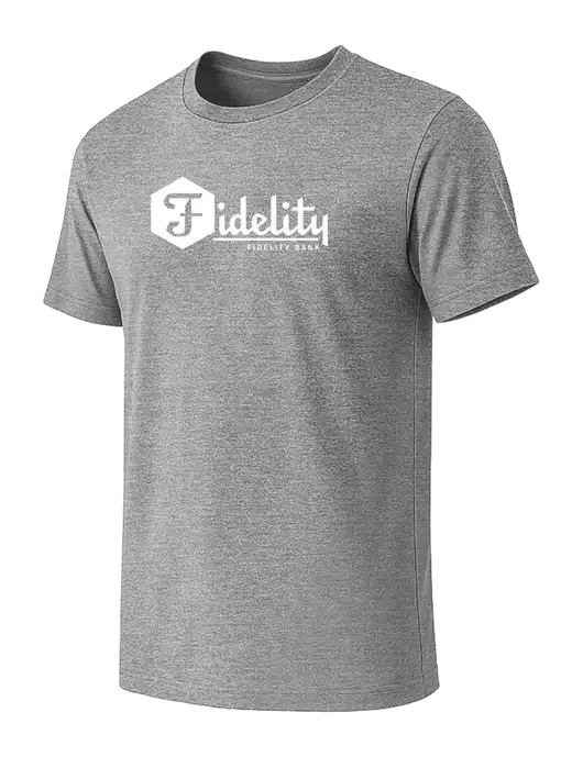 BELLA+CANVAS Heather Grey CVC Short Sleeve Tee w/Fidelity Bank Logo