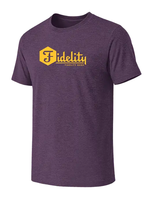 BELLA+CANVAS Heather Purple CVC Short Sleeve Tee w/Fidelity Bank Logo