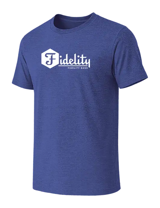 BELLA+CANVAS Heather Royal CVC Short Sleeve Tee w/Fidelity Bank Logo
