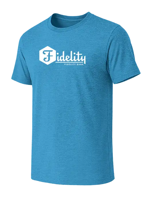 BELLA+CANVAS Heather Sapphire CVC Short Sleeve Tee w/Fidelity Bank Logo
