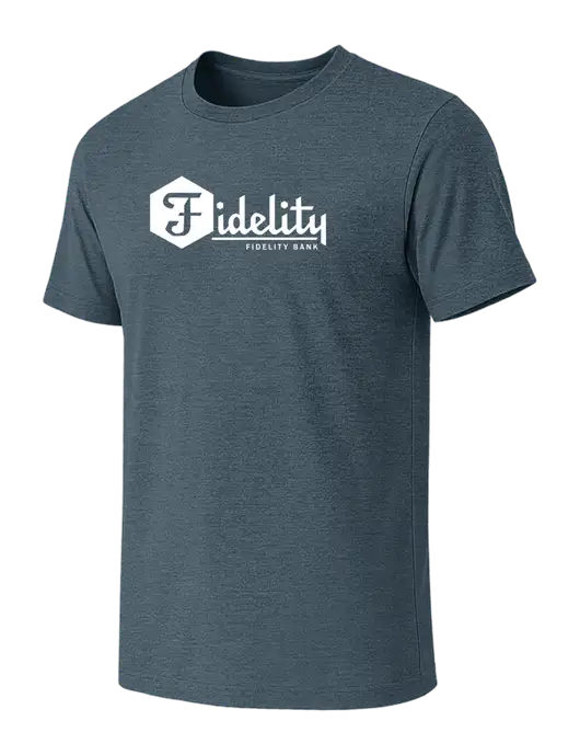 BELLA+CANVAS Heather Slate Blue CVC Short Sleeve Tee w/Fidelity Bank Logo