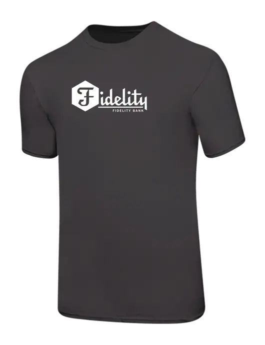 Ring Spun Charcoal 4.5 oz T-Shirt w/Fidelity Bank Logo
