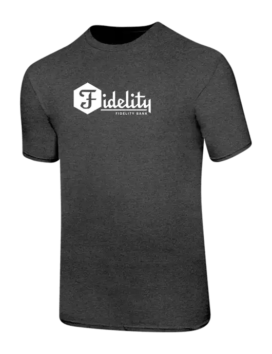 Ring Spun Dark Heather Grey 4.5 oz T-Shirt w/Fidelity Bank Logo