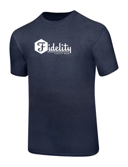 Ring Spun Heather Navy 4.5 oz T-Shirt w/Fidelity Bank Logo