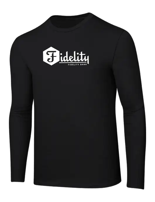 Ring Spun Jet Black 4.5 oz Long Sleeve T-Shirt w/Fidelity Bank Logo