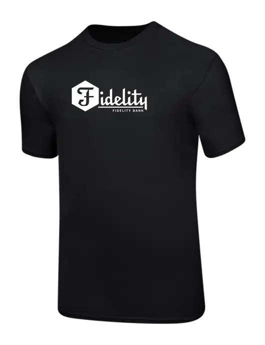 Ring Spun Jet Black 4.5 oz T-Shirt w/Fidelity Bank Logo