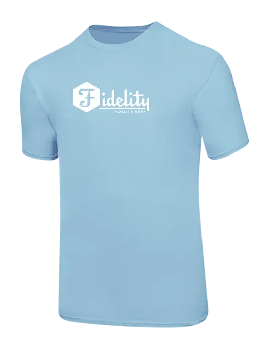 Ring Spun Light Blue 4.5 oz T-Shirt w/Fidelity Bank Logo