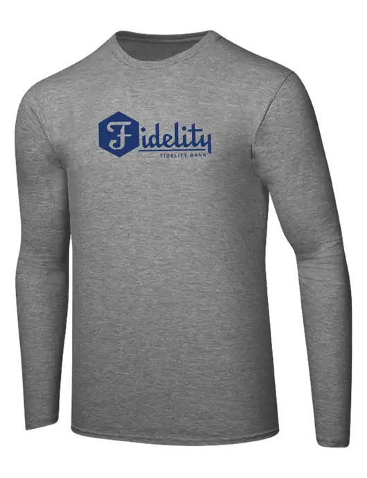 Ring Spun Light Heather Grey 4.5 oz Long Sleeve T-Shirt w/Fidelity Bank Logo