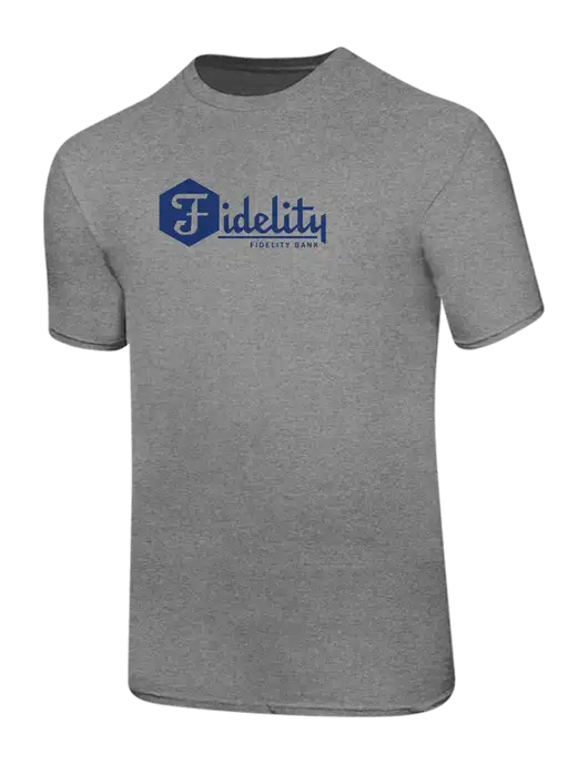Ring Spun Light Heather Grey 4.5 oz T-Shirt w/Fidelity Bank Logo