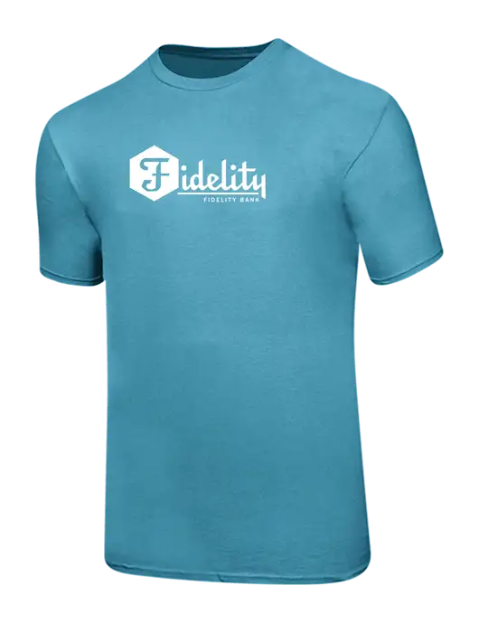 Ring Spun Light Sapphire 4.5 oz T-Shirt w/Fidelity Bank Logo