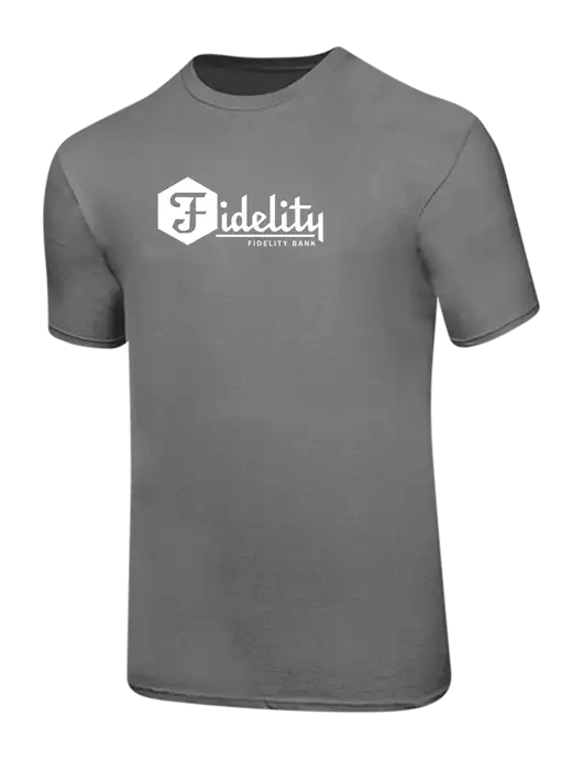 Ring Spun Medium Grey 4.5 oz T-Shirt w/Fidelity Bank Logo