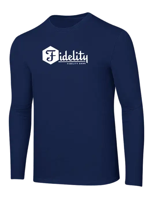 Ring Spun Navy 4.5 oz Long Sleeve T-Shirt w/Fidelity Bank Logo