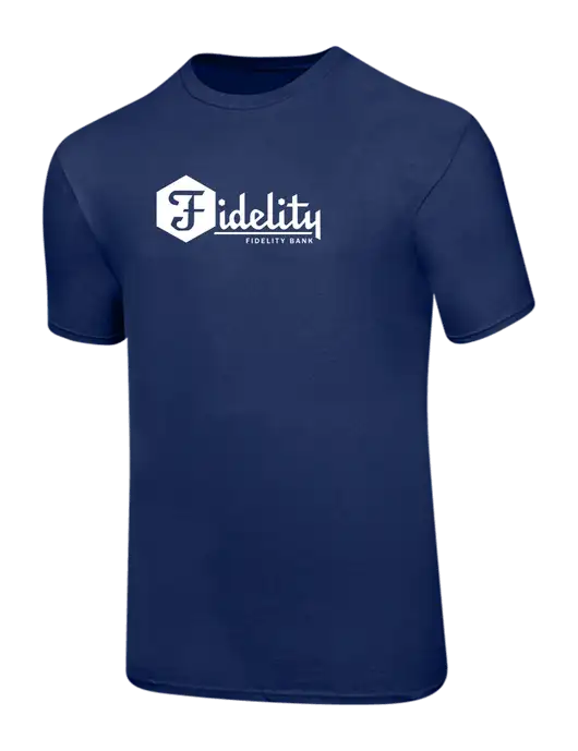 Ring Spun Navy 4.5 oz T-Shirt w/Fidelity Bank Logo