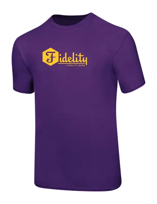 Ring Spun Purple 4.5 oz T-Shirt w/Fidelity Bank Logo