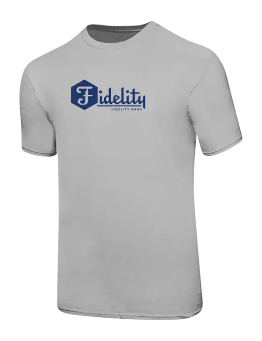 Ring Spun Silver 4.5 oz T-Shirt w/Fidelity Bank Logo