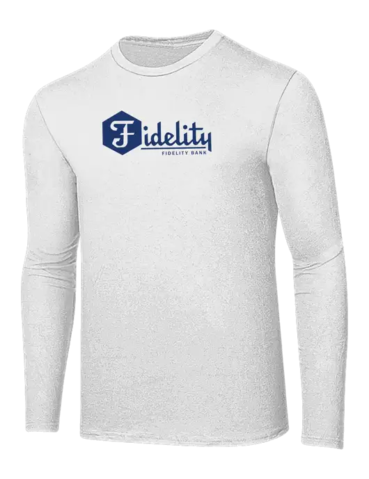 Ring Spun White 4.5 oz Long Sleeve T-Shirt w/Fidelity Bank Logo