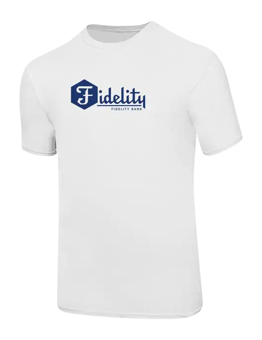 Ring Spun White 4.5 oz T-Shirt w/Fidelity Bank Logo