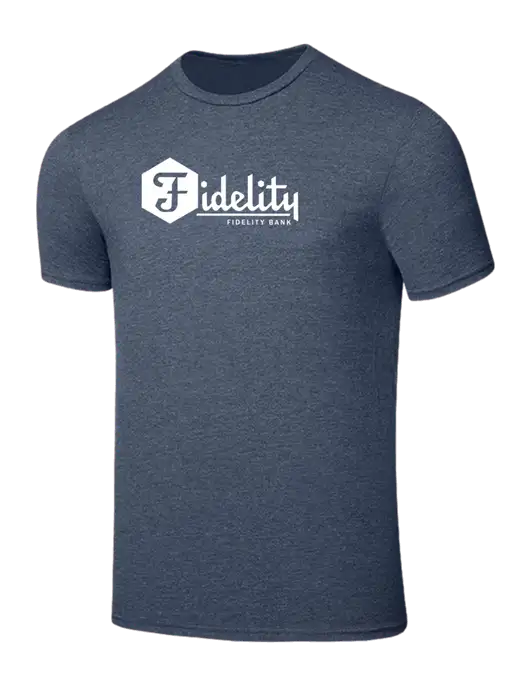 Seriously Soft Heathered Navy T-Shirt w/Fidelity Bank Logo
