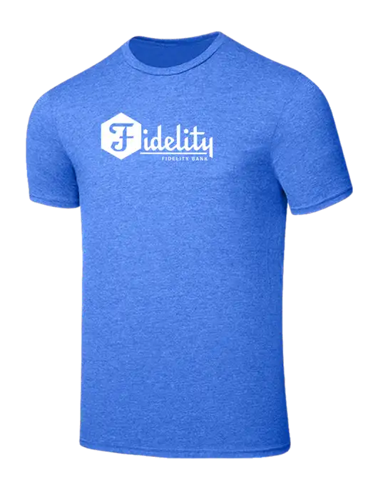 Seriously Soft Heathered Royal T-Shirt w/Fidelity Bank Logo