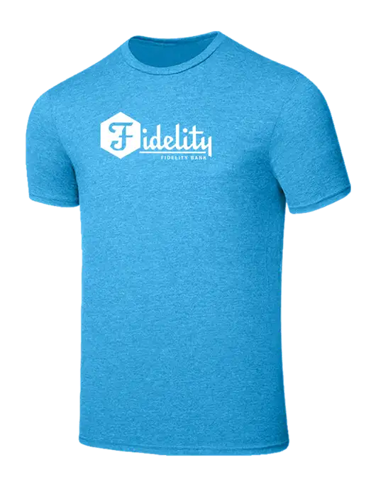 Seriously Soft Heathered Sapphire Blue T-Shirt w/Fidelity Bank Logo