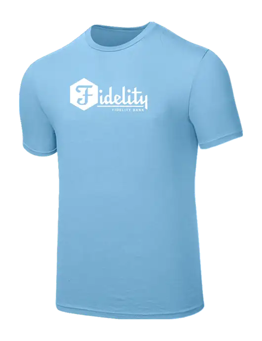 Seriously Soft Light Blue T-Shirt w/Fidelity Bank Logo