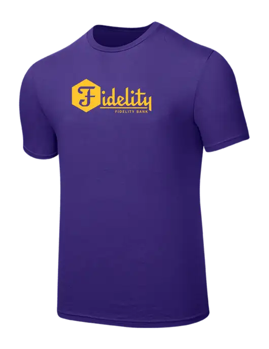 Seriously Soft Purple T-Shirt w/Fidelity Bank Logo