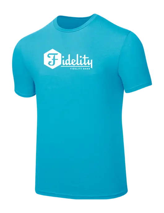 Seriously Soft Sapphire Blue T-Shirt w/Fidelity Bank Logo